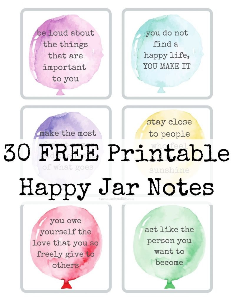 Printable Happiness Jar Notes