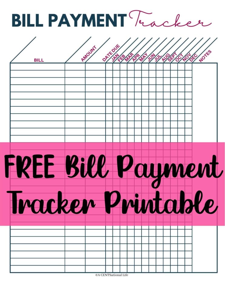 Free Printable Monthly Bill Payment Log A CENTSational Life